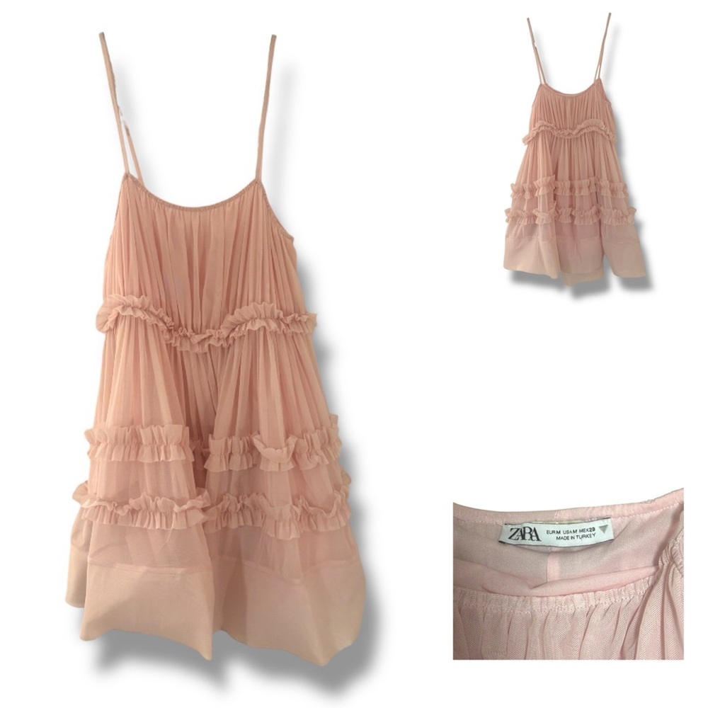 Zara Ruffled Tulle Slip Dress - Picture 2 of 5